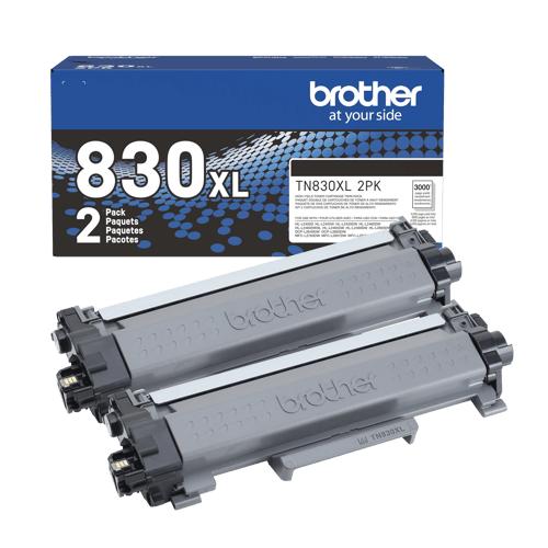 Brother TN830XL2PK Black High Yield Original Laser Toner Cartridge 2-Pack – 3,000 Pages Each / 6,000 Total