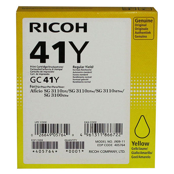 Ricoh 405764 Yellow Ink Cartridge