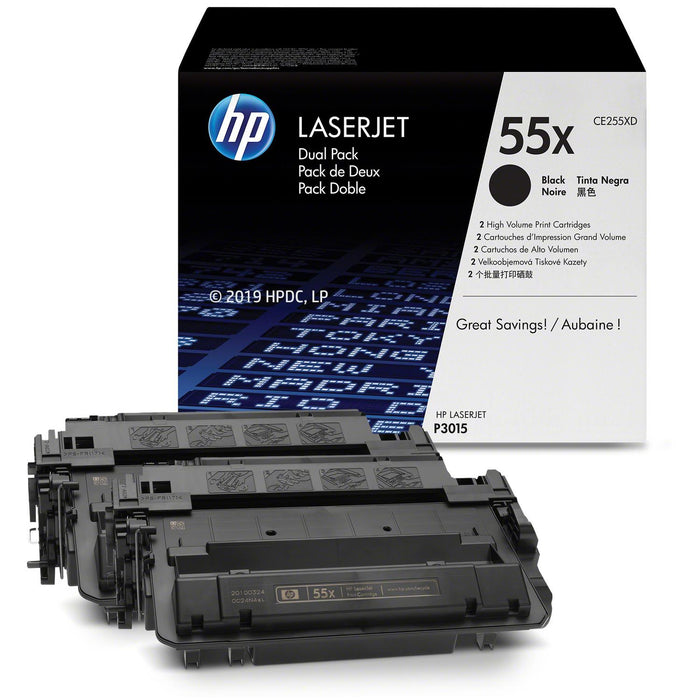 HP 55X CE255XD Black High Yield Original LaserJet Toner Cartridge – 2-Pack – 25,000 Pages