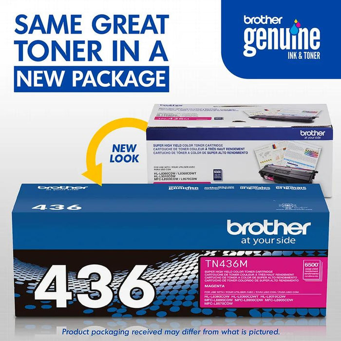Brother TN-436M Magenta toner old and new physical package view