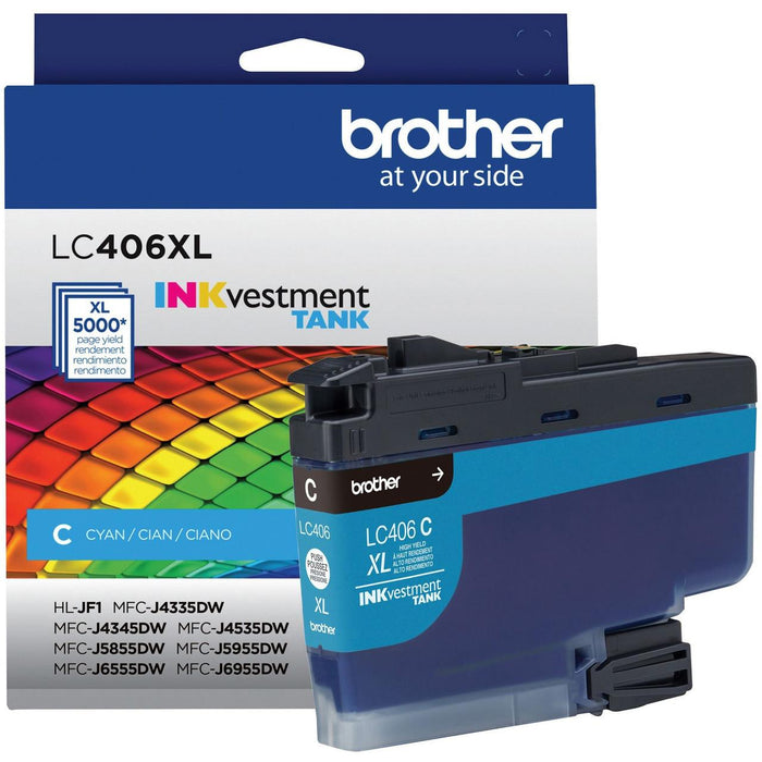 Brother LC406XLCS High-Yield Cyan INKvestment Tank Ink Cartridge — 5,000 Pages