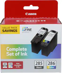 Canon PG-285 CL-286 6197C004 Black Color Ink Cartridge Combo Pack