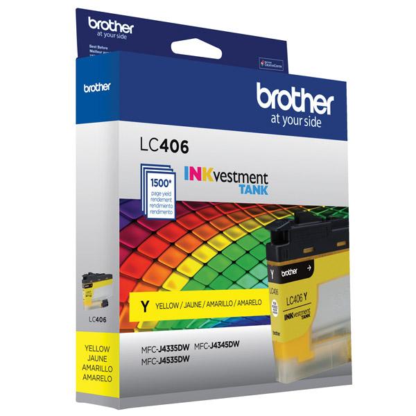 Brother LC406YS Standard-Yield Yellow INKvestment Tank Ink Cartridge — 1,500 Pages