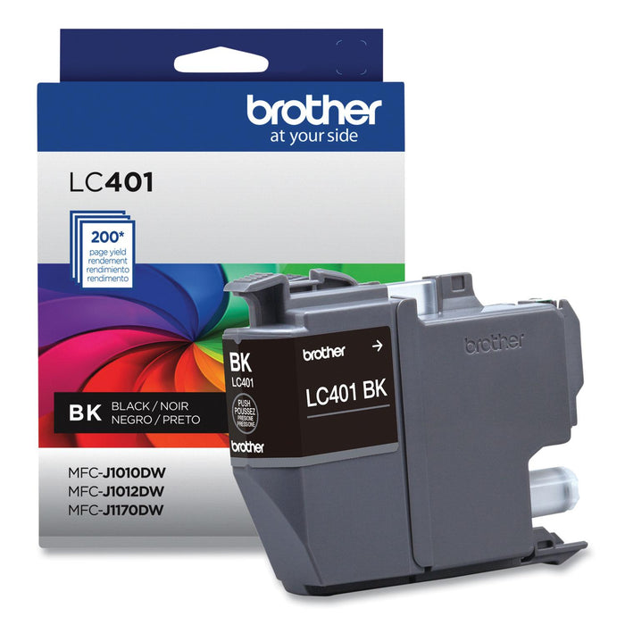Brother LC401 LC401BKS Black Standard Yield Original Ink Cartridge – 200 Pages