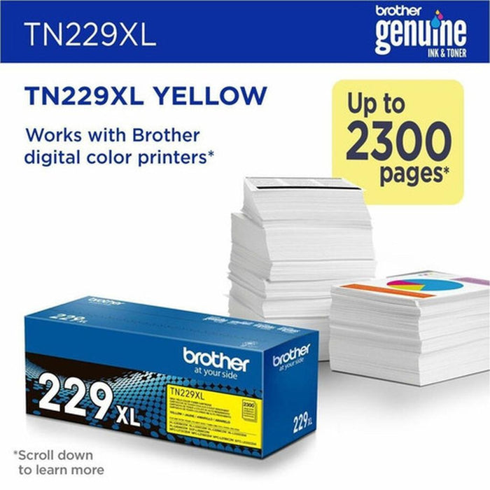 Brother TN229XLY High Yield Yellow Original Laser Toner Cartridge – 2,300 Pages