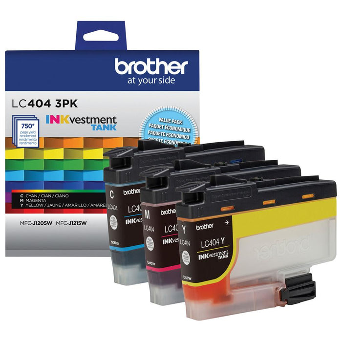 Brother LC4043PKS Cyan Magenta Yellow Standard Yield INKvestment Tank Ink Cartridge 3-Pack