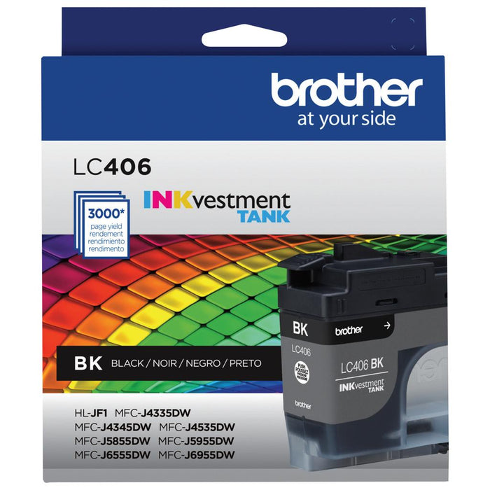 Brother LC406BKS Standard-Yield Black INKvestment Tank Ink Cartridge — 3,000 Pages