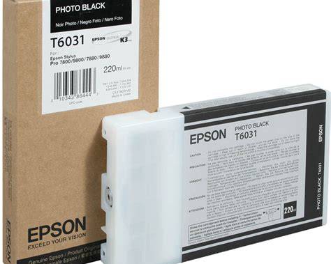Epson T603100 T6031 Photo Black UltraChrome K3 Ink Cartridge – 220 mL