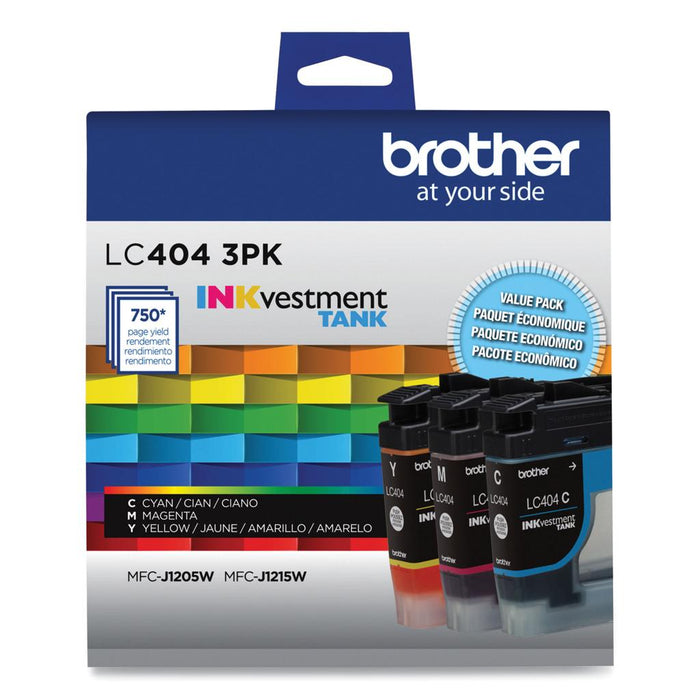 Brother LC4043PKS Cyan Magenta Yellow Standard Yield INKvestment Tank Ink Cartridge 3-Pack