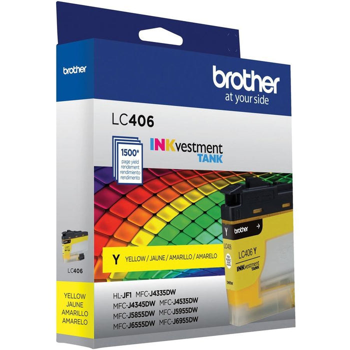 Brother LC406YS Standard-Yield Yellow INKvestment Tank Ink Cartridge — 1,500 Pages