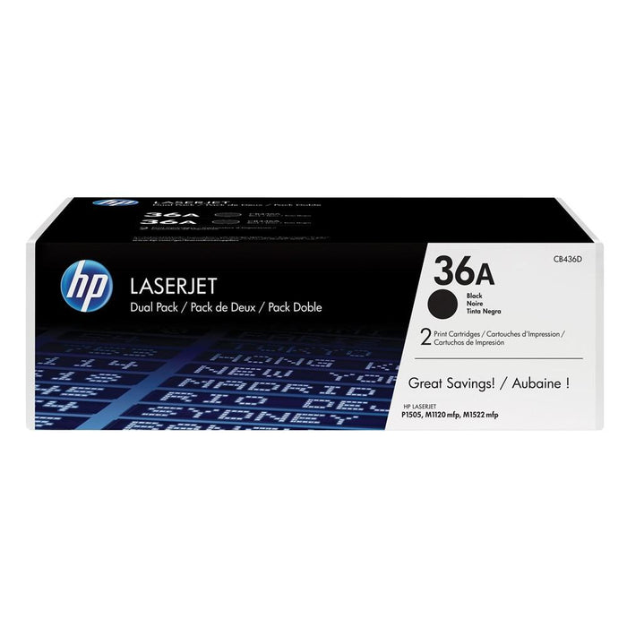 HP 36A CB436AD Black Standard Yield Original LaserJet Toner Cartridge – 2-Pack – 4,000 Pages