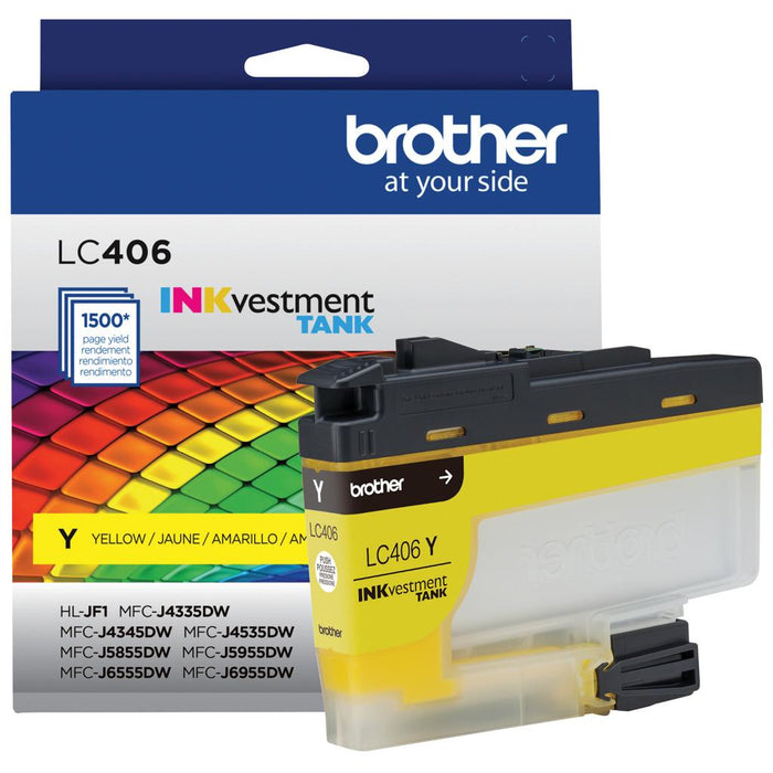 Brother LC406YS Standard-Yield Yellow INKvestment Tank Ink Cartridge — 1,500 Pages
