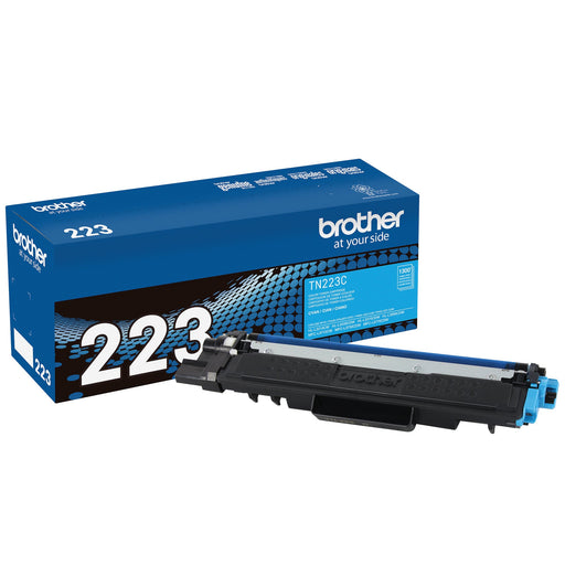 Brother TN-223C Cyan genuine toner cartridge box and cartridge