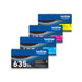 Brother TN635XL4PKBUND genuine high-yield CMYK toner bundle with packaging