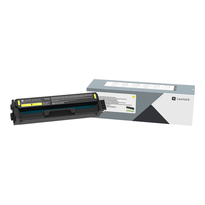 Lexmark C330H40 yellow high-yield toner cartridge and retail box
