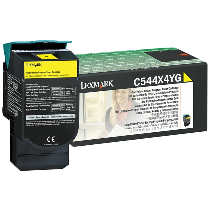 Lexmark C544X4YG Yellow Extra High Yield Return Program Toner Cartridge
