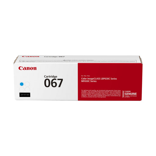Canon 067 5101C001 Cyan Standard Yield Original Toner Cartridge - 1,250 Pages — front-facing retail box