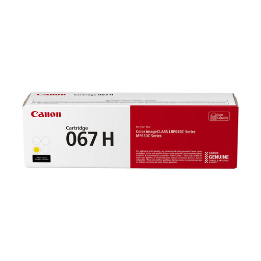 Canon 067H 5103C001 Yellow High Capacity Original Toner Cartridge - 2,350 Pages — front-facing retail box