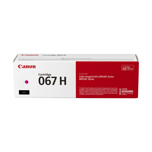 Canon 067H 5104C001 Magenta High Capacity Original Toner Cartridge - 2,350 Pages — front-facing retail box
