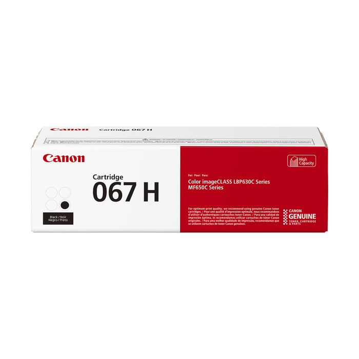 Canon 067H 5106C001 Black High Capacity Original Toner Cartridge - 3,130 Pages — front-facing retail box