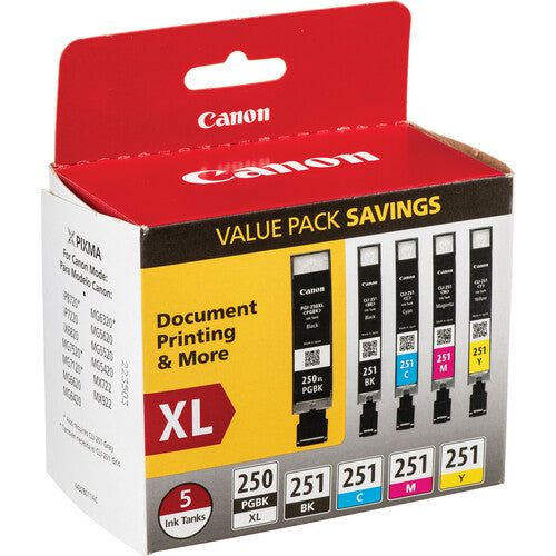 Canon PGI-250XL CLI-251 6432B011 Black Color Ink Cartridge Combo Pack
