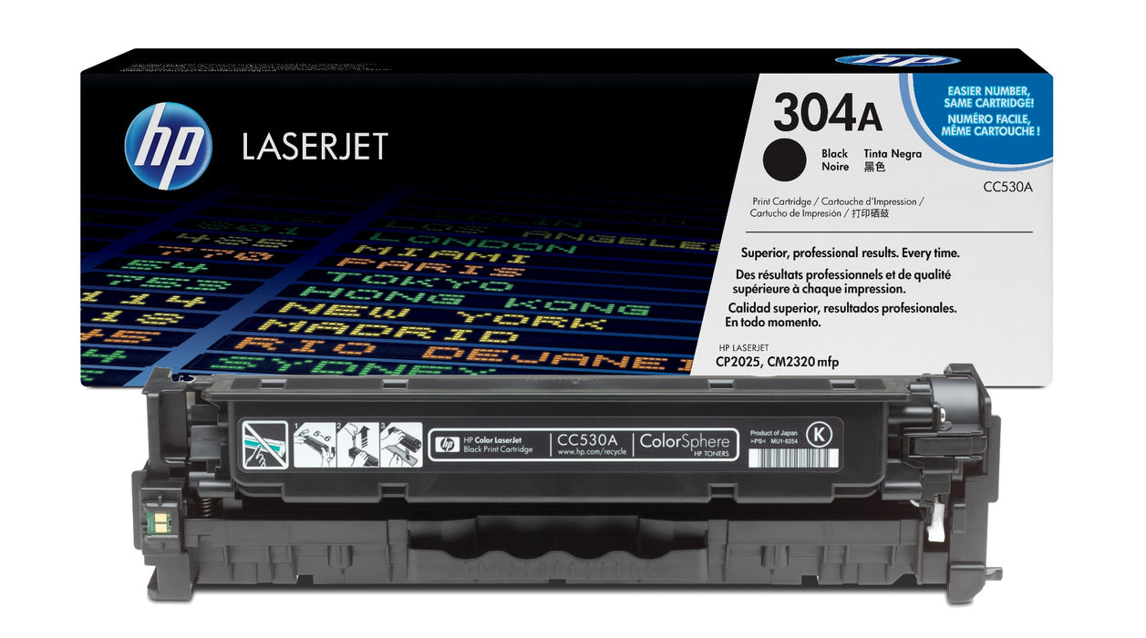HP 304A CC530A Black Standard Yield Original LaserJet Toner Cartridge – 3,500 Pages