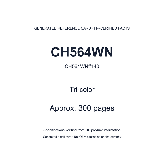 CH564WN - generated HP-verified SKU, color and yield detail card; not OEM packaging