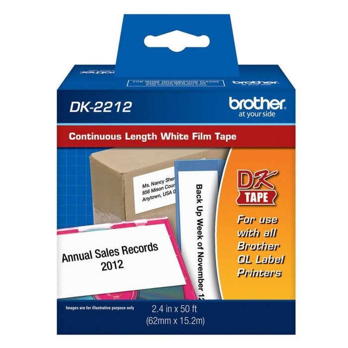 Brother DK-2212 Black On White Black on White Continuous Length Film Label Tape 62mm (2 3/ 7)