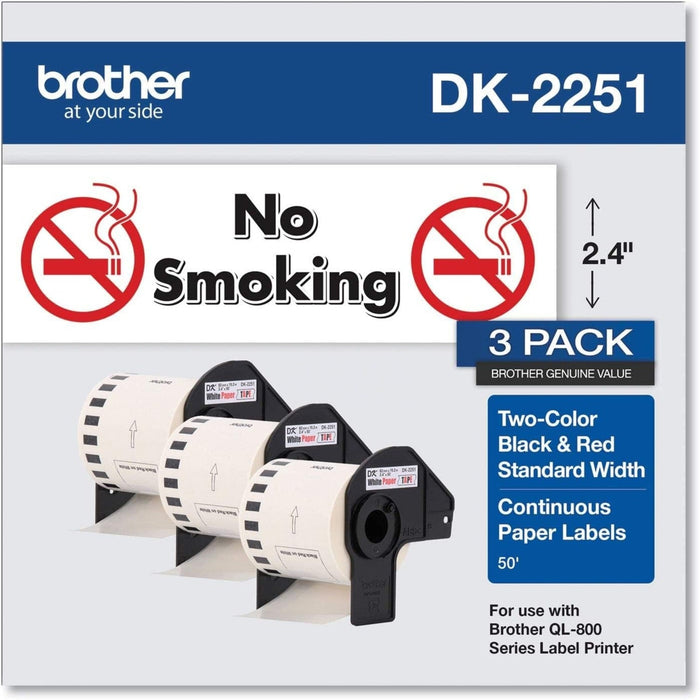 Brother DK-22513PK Black On White Continuous Length Paper Label