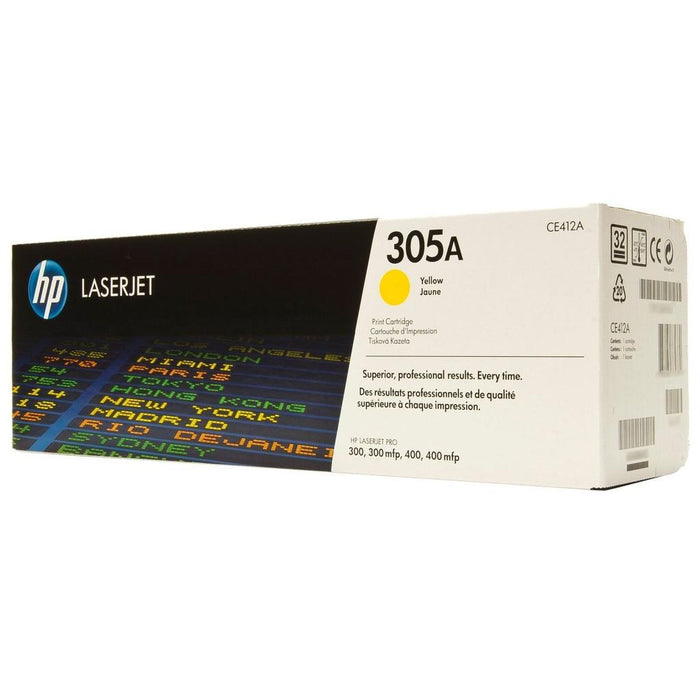 HP 305A CE412A Yellow Standard Yield Original LaserJet Toner Cartridge – 2,600 Pages
