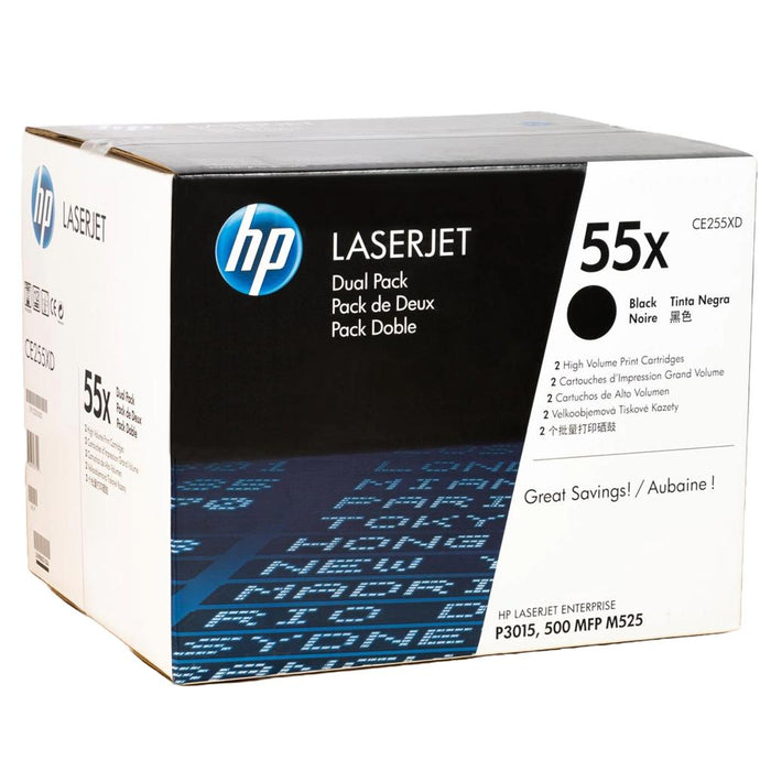 HP 55X CE255XD Black High Yield Original LaserJet Toner Cartridge – 2-Pack – 25,000 Pages