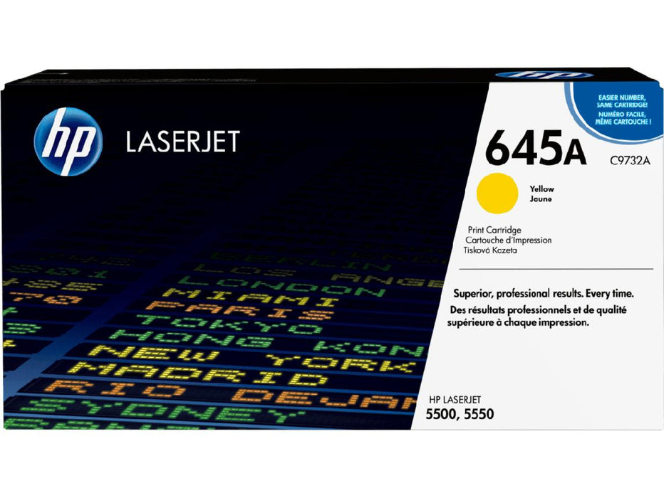 HP 645A C9732A Yellow Standard Yield Original LaserJet Toner Cartridge – 12,000 Pages