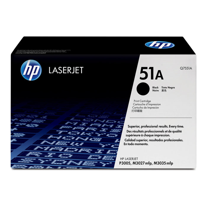 HP 51A Q7551A black original LaserJet toner 1 cartridge retail box — packaging front