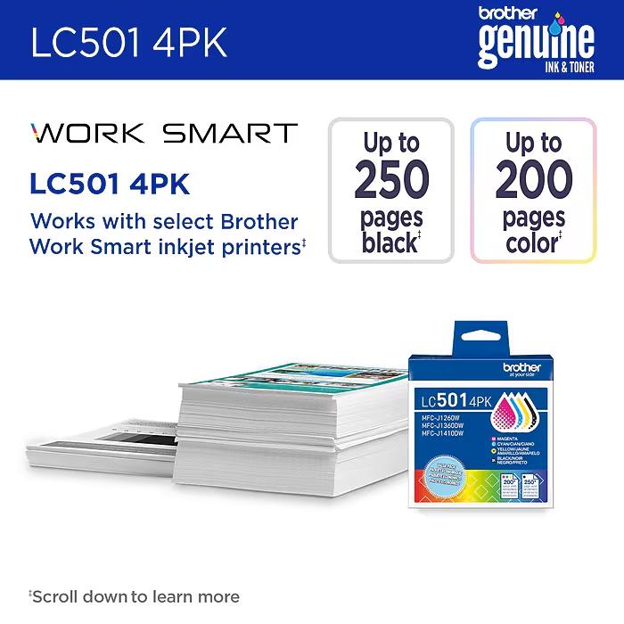 Brother LC5014PKS Standard-Yield Color Ink Cartridges 4-Pack — Black, Cyan, Magenta & Yellow