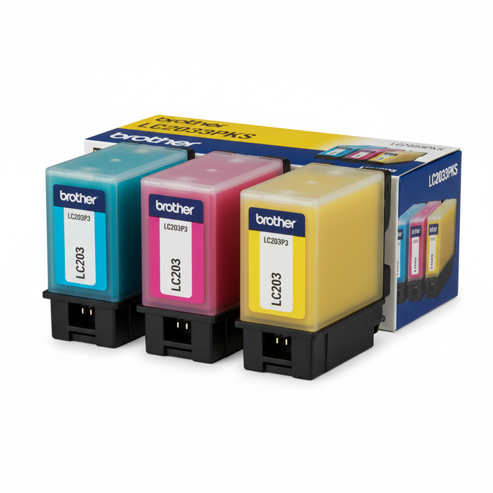 Brother LC2033PKS color ink cartridge combo pack side angle view