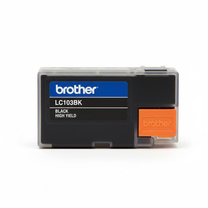 Brother LC103BK Black High Yield Ink Cartridge side angle view