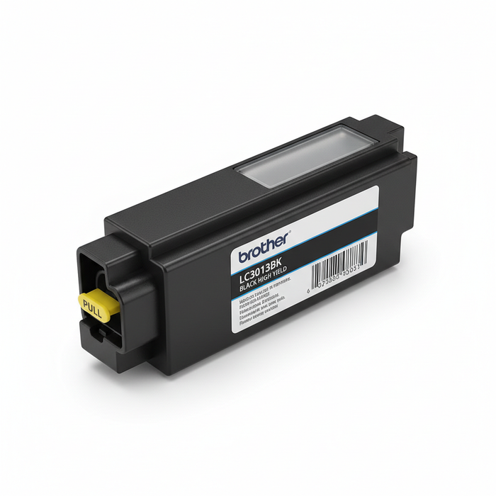 Brother LC3013BK Black High Yield Ink Cartridge side angle view