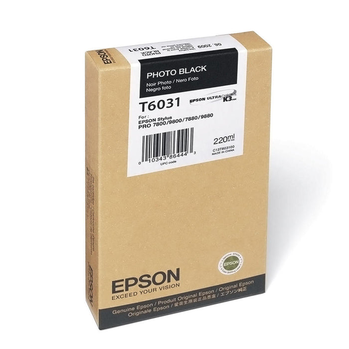 Epson T603100 T6031 Photo Black UltraChrome K3 Ink Cartridge – 220 mL