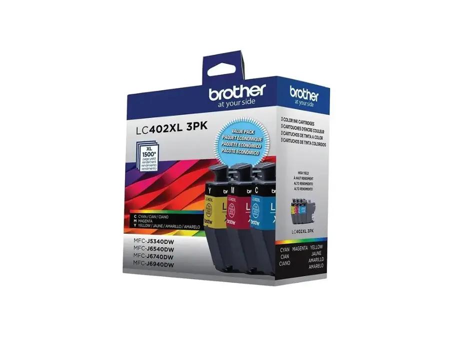Brother LC402XL3PKS Cyan Magenta Yellow High-Yield INKvestment Tank Ink Cartridge 3-Pack