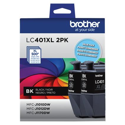 Brother LC401XL LC401XL2PKS Black High Yield Original Ink Cartridge 2-Pack – 500 Pages Each / 1,000 Total