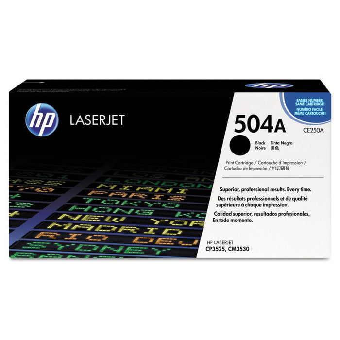HP 504A CE250A Black Standard Yield Original LaserJet Toner Cartridge – 5,000 Pages