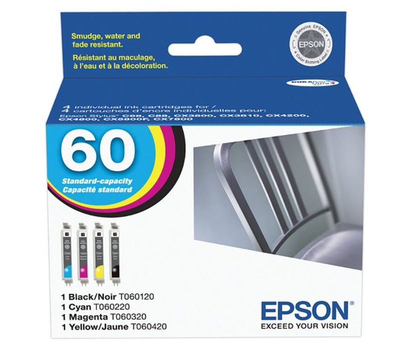 Epson T060120-BCS Cyan / Magenta / Yellow / Black Ink Cartridge Combo Pack