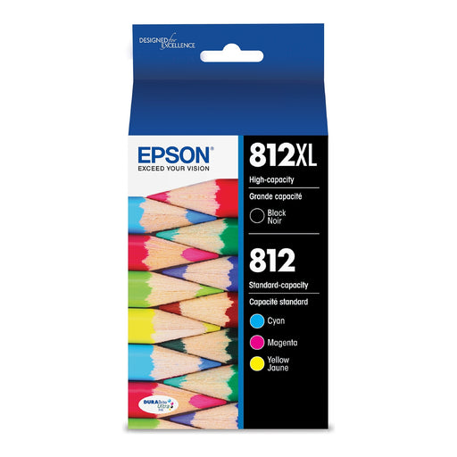 Epson T812XL-BCS Mixed Yield Black/Cyan/Magenta/Yellow Original OEM ink cartridge, 4-pack
