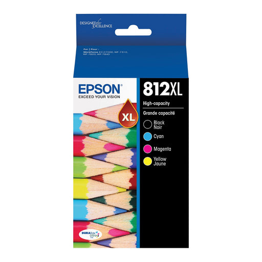 Epson T812XL-XCS High Yield Black/Cyan/Magenta/Yellow Original OEM ink cartridge, 4-pack