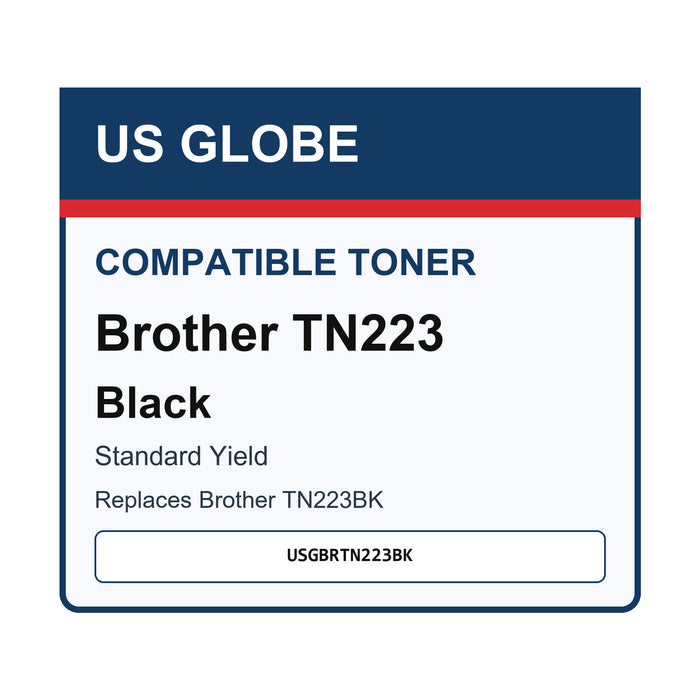 Compatible USGBRTN223BK Black Brother Toner Cartridge — front-facing retail box
