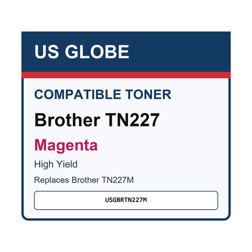 Compatible USGBRTN227M Magenta Brother High Yield Toner Cartridge — front-facing retail box