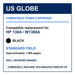 US Globe compatible non-OEM toner information for HP 138A W1380A, black standard yield, approximately 1,500 pages