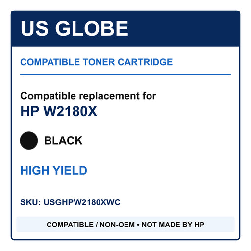 US Globe compatible non-OEM toner for HP W2180X, black high yield, SKU USGHPW2180XWC