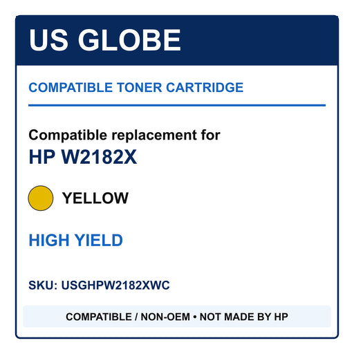 US Globe compatible non-OEM toner for HP W2182X, yellow high yield, SKU USGHPW2182XWC