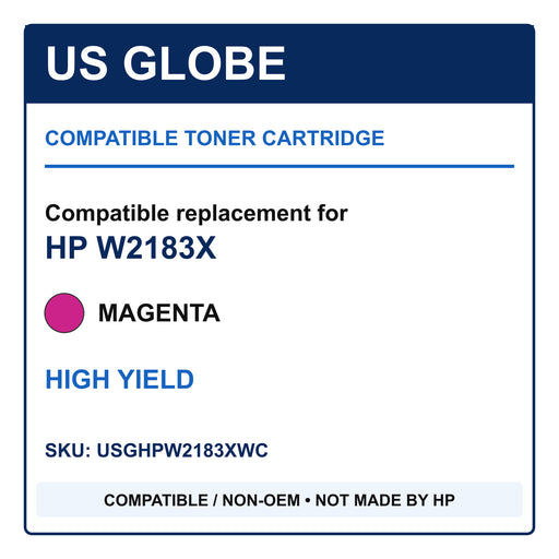 US Globe compatible non-OEM toner for HP W2183X, magenta high yield, SKU USGHPW2183XWC